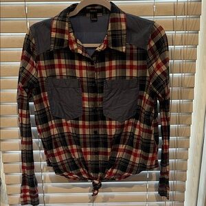 Forever 21 Red and Black Plaid Button Down Shirt